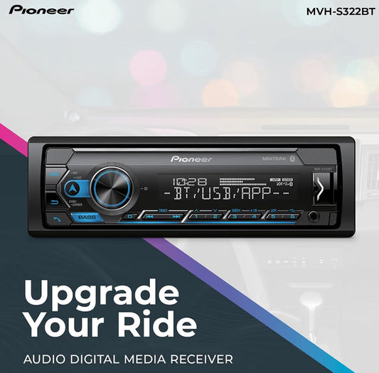 Pioneer Single Din Car Stereo w/ Bluetooth, USB, AM/FM RadioDigital Media Receiver, Color Change, 50W x 4 Output, 13-Band EQ, iPhone/Android Compatible, Front/Rear/SW Selectable RCA