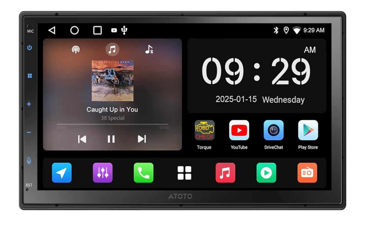 7" Dubbel-DIN Kar Stereo Draadlose CarPlay/Android Auto, In-dash Navigasiestelsel, WiFi/Bluetooth/USB, 24-Bande EQ DSP, AM/FM Radio