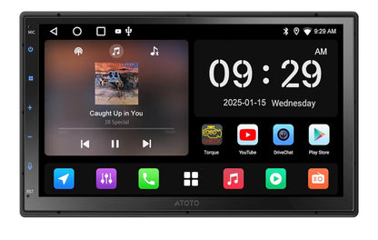 7" Dubbel-DIN Kar Stereo Draadlose CarPlay/Android Auto, In-dash Navigasiestelsel, WiFi/Bluetooth/USB, 24-Bande EQ DSP, AM/FM Radio