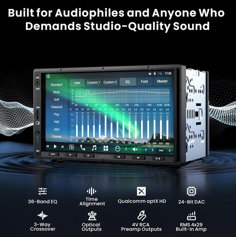 7" Dubbel-din Android-motorstereo in-dash navigasie, 4G LTE, draadlose CarPlay en Android Auto, 7.1.2-kanaal klank, dubbele Bluetooth, HDMI-invoer