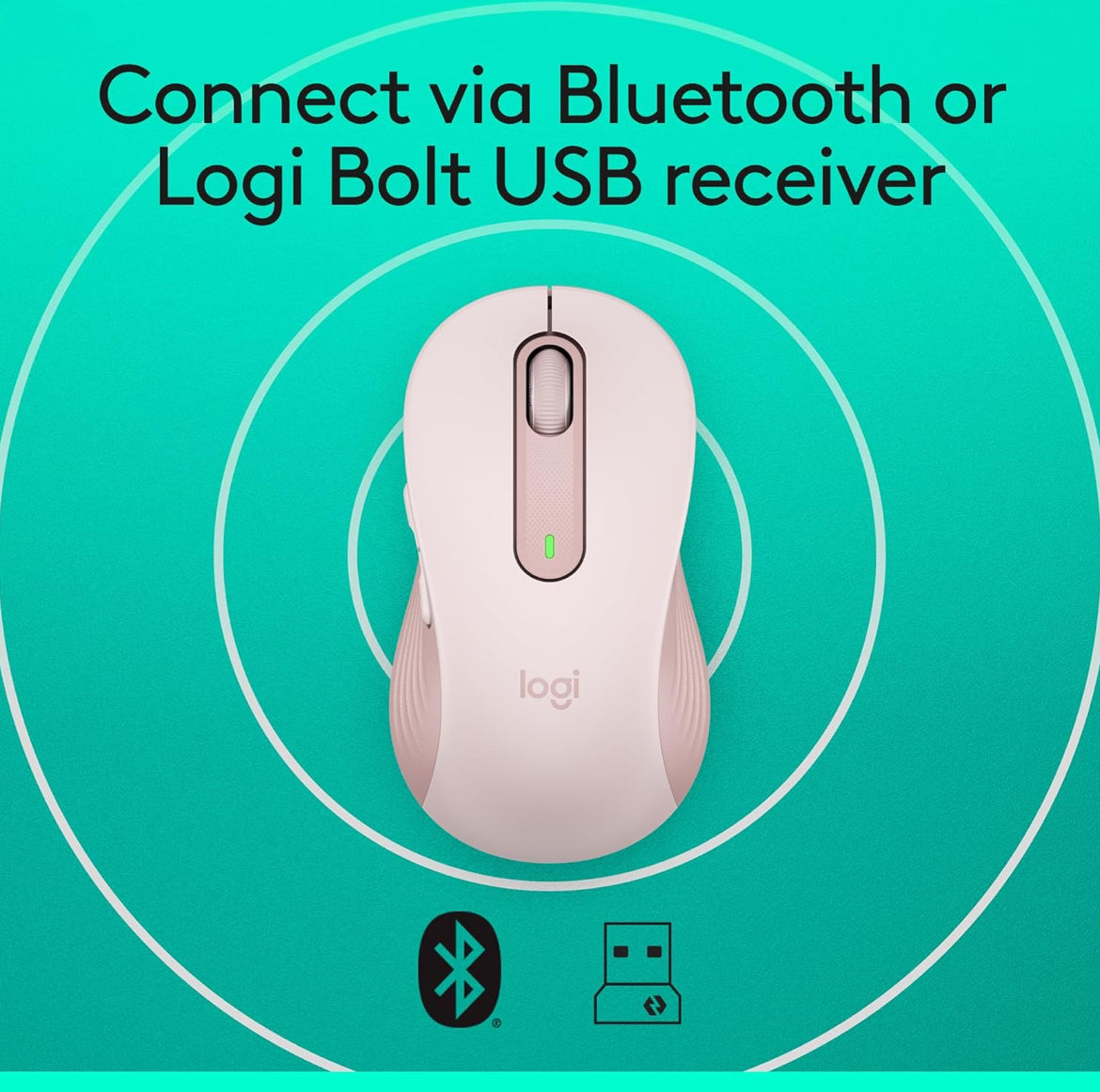 Logitech Wireless Mouse Signature M650- Small Hands Silent Clicks, Customizable Buttons, Bluetooth, PC/Mac/Chromebook - Rose, Right-Handed, Small-Medium