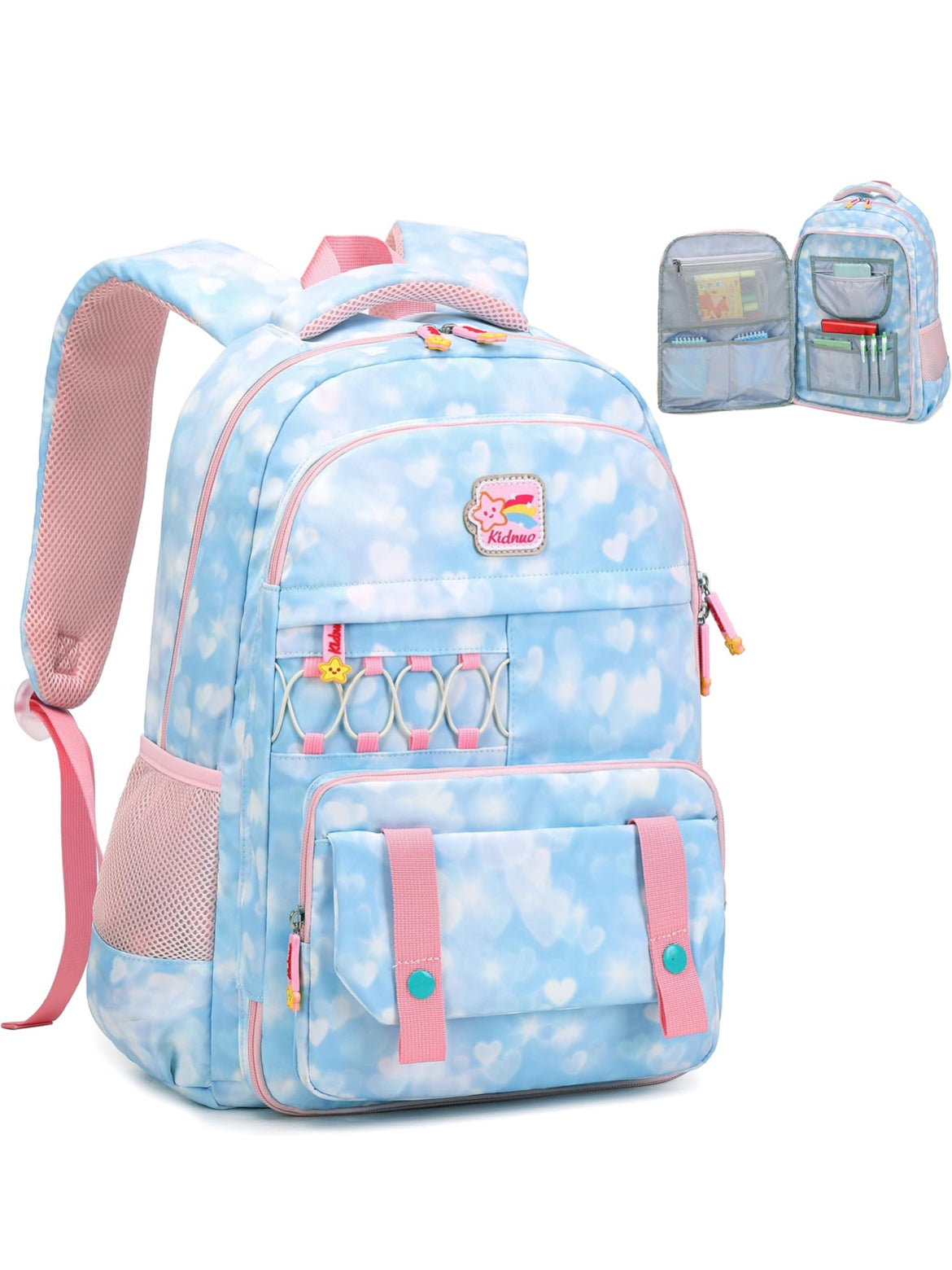 Girls Backpack 15.6 Inch Laptop School Bag Cute Kids Kindergarten Elementary Backpacks Middle Schoolbag Large Bookbags for Women Teens Students Anti Theft Travel Daypack (Blue)
