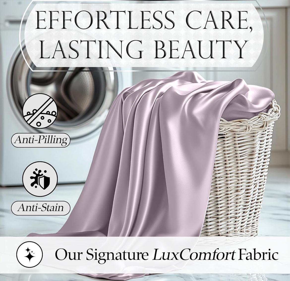 DECOLURE Satin Bed Sheets - 4 Piece Luxury Silky Queen Size Bedding Set - Softer Than Silk, Wrinkle-Free with 15” Deep Pocket Fitted Sheet, Perfect for Hair & Skin, Gifts for Women (Lavender)