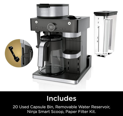 Ninja Espresso- en Koffiemaker & Barista-stelsel, 3 Espresso-broustyle, Enkelbedien-koffie en Nespresso-kapsule-versoenbaar - Swart, CFN601