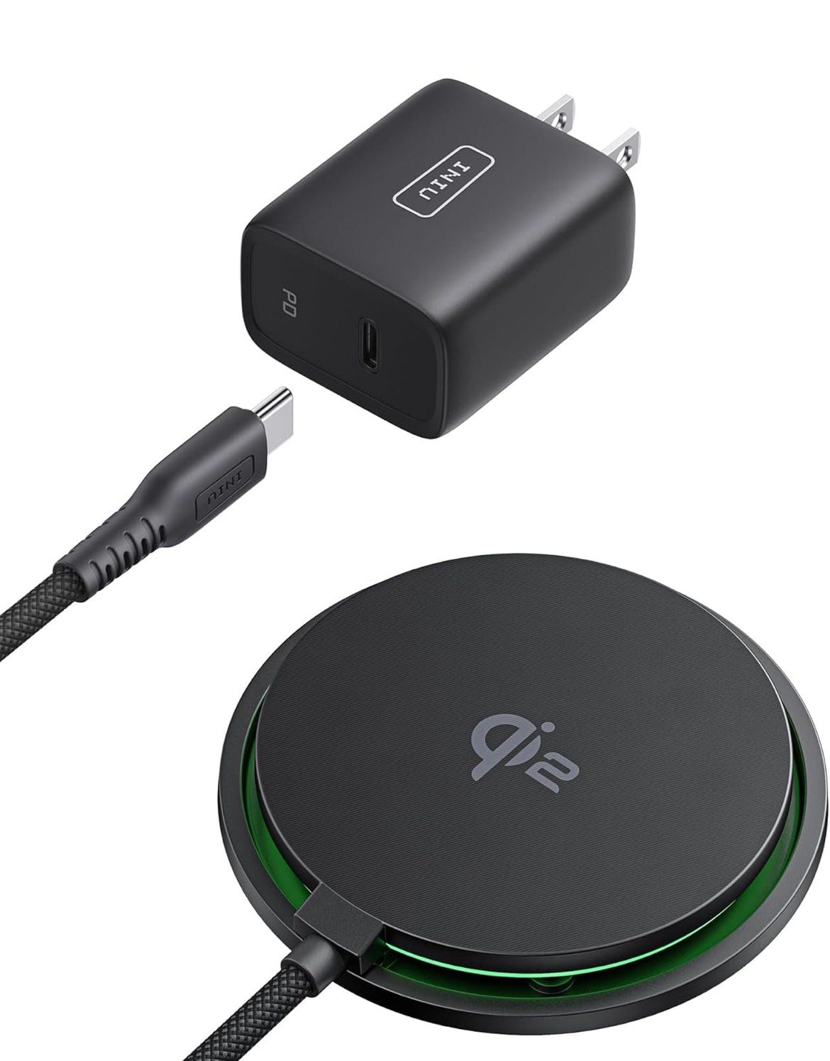 INIU Magnetic Wireless Charger, Qi2 Certified 15W Fast Wireless Charging Pad with Cooling Fan, for iPhone 16 15 14 13 12 Series, AirPods, and More (Adapter Included)