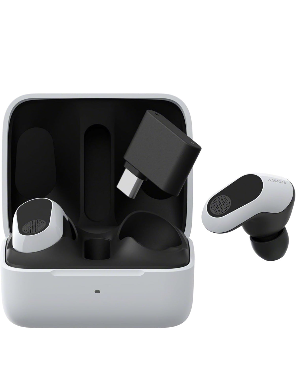Sony INZONE Buds Draadlose Speletjie-oordopjes, Perfek vir PlayStation® 5, vir PC/PS5/Switch/Mobiele toestelle, 48-uur Battery met Houer, Geraaskansellasie, 360 Ruimtelike Klank, 2.4GHz USB-C Dongle - Wit