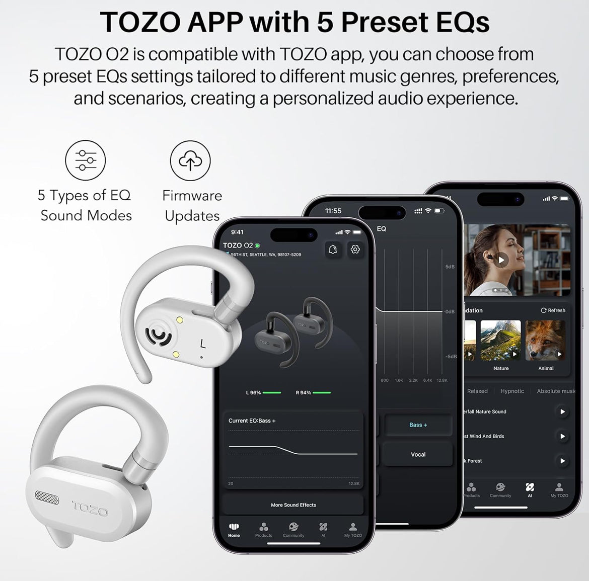 True Open Ear Wireless Lightweight w/ Multi-Angle, Dual-Axis Design for Long-Lasting Comfort - White