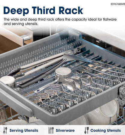 Sharp SDY6768SMS 24 in. Top Control Handle 44 dBA Dishwasher
Top Control, 3rd Rack, 16 Place Settings, 44 dBA Quiet Operation
