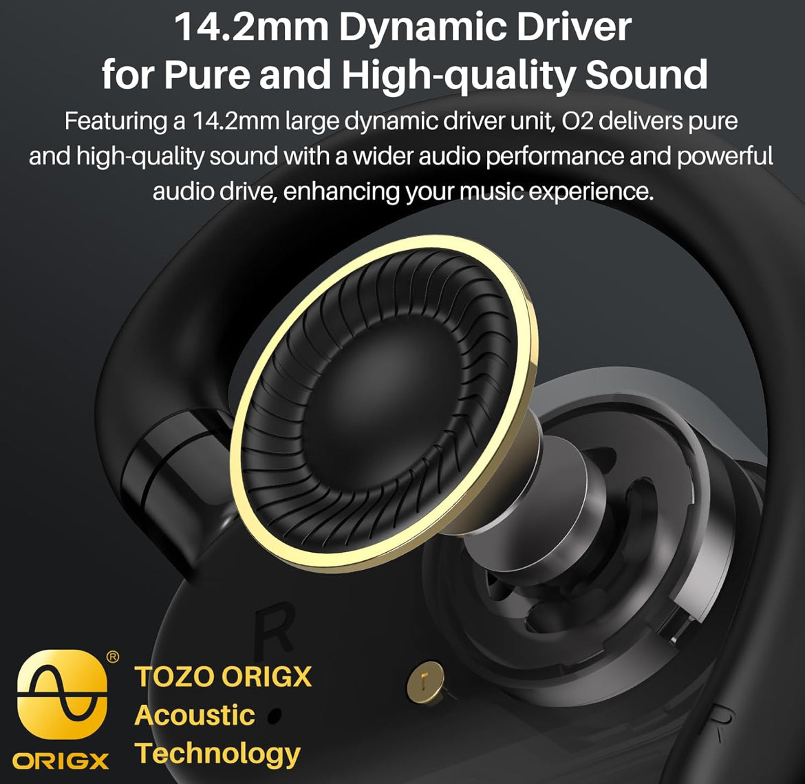 True Open Ear Wireless Lightweight w/ Multi-Angle, Dual-Axis Design for Long-Lasting Comfort - Black