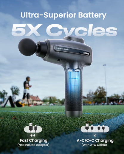 Massage Gun Deep Tissue, Percussion Muscle Massage Gun Electric Handheld Massager Gun - Gray
