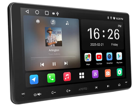 9" KI-aangedrewe motorradio dubbel DIN draadlose CarPlay en Android Auto, Wi-Fi/Bluetooth/USB, GPS-opsporing, 24 EQ & DSP, Mirror Link
