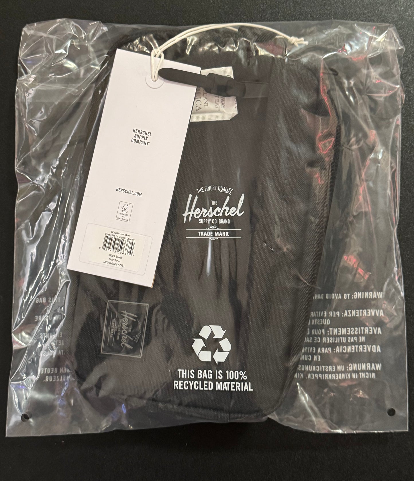 Herschel Supply Co. 3-Piece Travel Set: Backpack, Duffel Bag & Toiletry Kit - Black / Tan Straps NEW