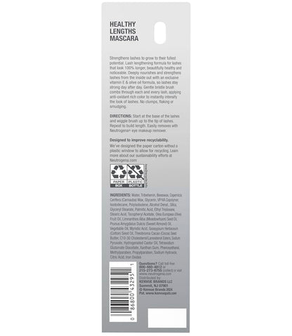 Neutrogena Healthy Lengths Mascara, Versterk, Verleng en Help Wimpergroei met Eksklusiewe Antioksidant Vitamien E en Olyfolie Formule - (Swart 02) .21 oz