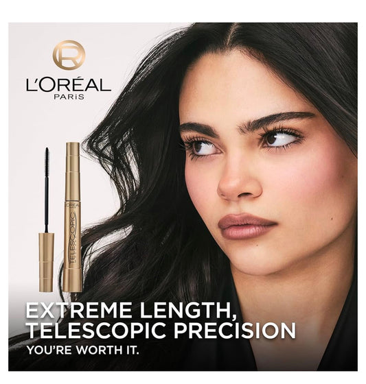 L'Oréal Paris Make-up Original Telescopic Mascara, Skeidende Mascara Volume- en Lengteformule, Afwasbaar - (Swartbruin) 0.27 Fl Oz., 1 Tel