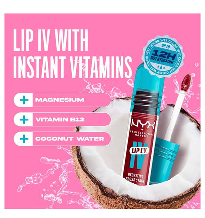 NYX PRO MAKEUP Lip IV Hydrating Glossy Lip Stain met 12H Hydrasie - Blush Rush (Pienk)