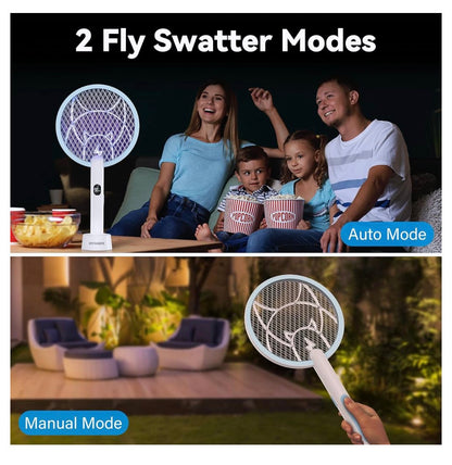 Nymrix Electric Fly Swatter 4100V Dual Mode Bug Zapper Racket（Blue,1-Pack）
Mosquito Killer with 1800 mAh Rechargeable Battery, Purple Light, Usb-C charging and 3-Layer Safety Mesh for Indoor & Outdoor