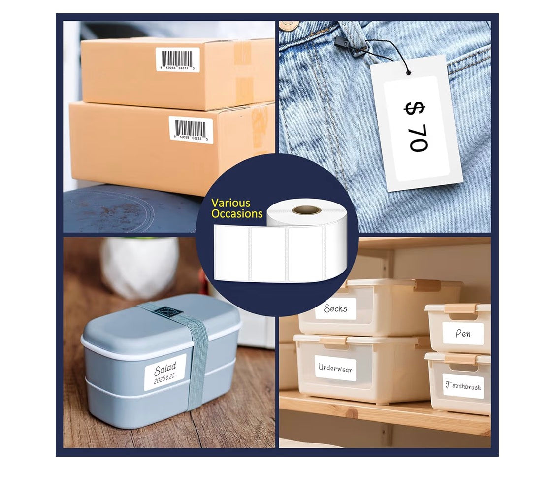 2.25x1.25" Direkte Termiese Etikette, Permanente Kleefmiddel Barcode Adresetiket - (1000 Stukke) 1 Rol