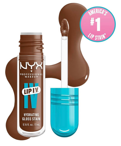 NYX PRO MAKEUP Lip IV Hydrating Glossy Lip Stain, Langhoudend, Getint, Veganistiese Formule met 12 UUR Hydrasie – Splash N Spice