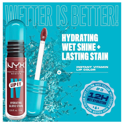 NYX PRO MAKEUP Lip IV Hydraterende Glans Lip Stain met 12H Hydrasie - Drippin In Rose (Pienk)