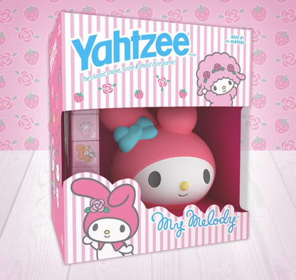 Yahtzee: My Melody Dobbelsteen Speletjie, Versamelbare Hello Kitty & Vriende Dobbelsteenkoppie Met Lieflike Kuns