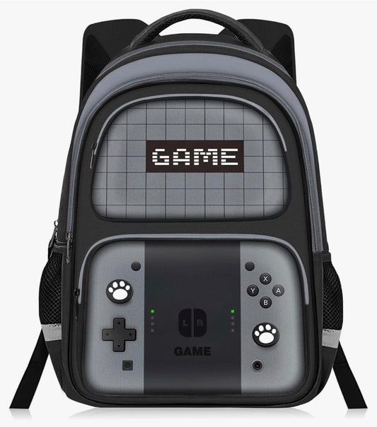 Kids Gamer Backpack for Boys, 17" School Bookbag for Children & Teens, Lightweight Student Backpack for Elementary & Middle School- (Gray)
