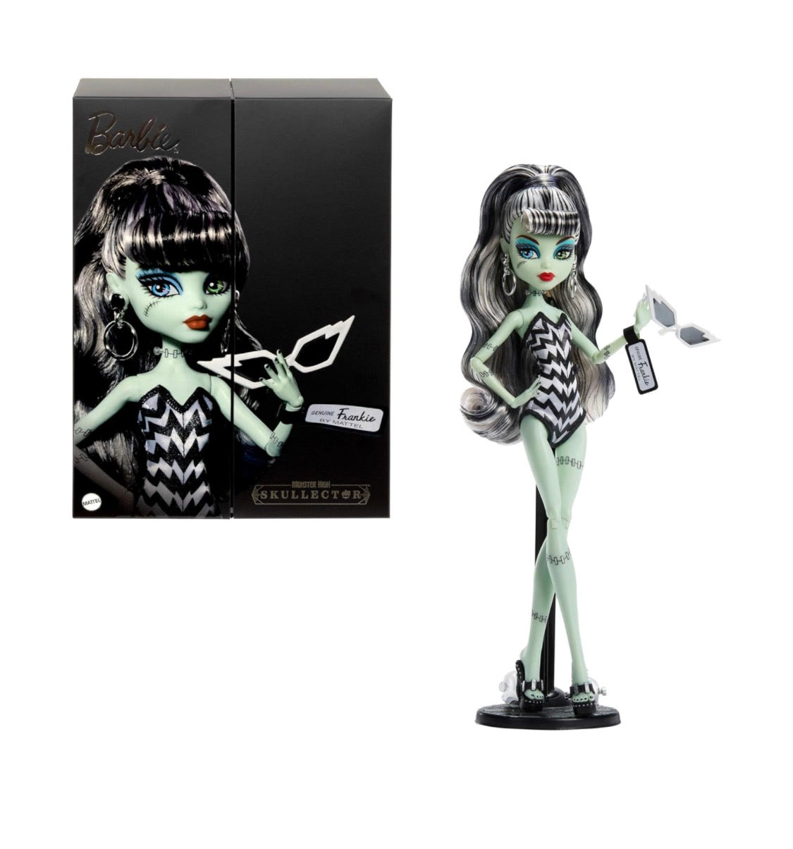 Monster High x Barbie Frankie Stein Doll with Original Barbie-Inspired Swimsuit