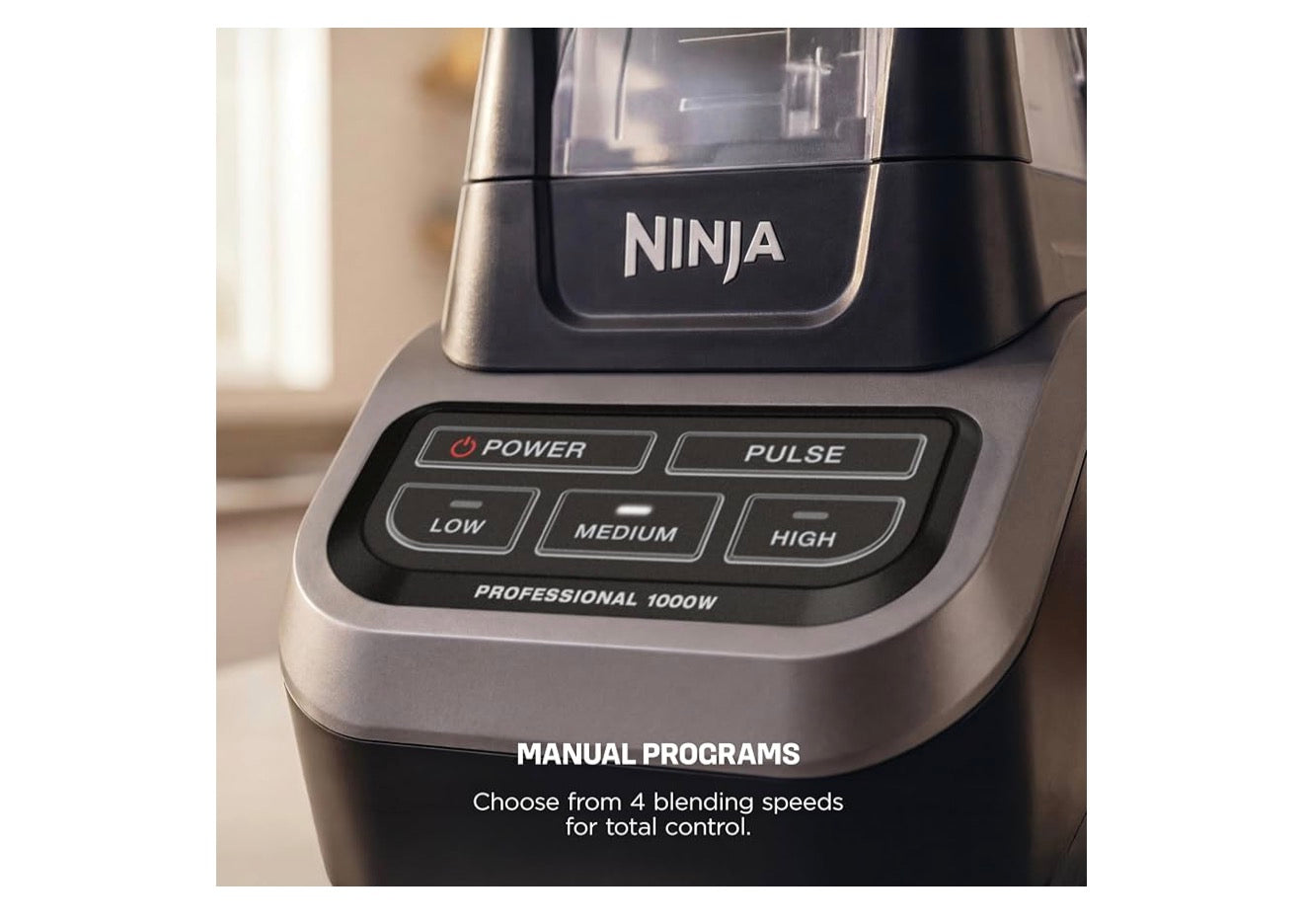 Ninja Professionele Versapper 1000W Krag, Totale Verpulverings-tegnologie, XL 2.1L-beker - (Swart & Grys)
