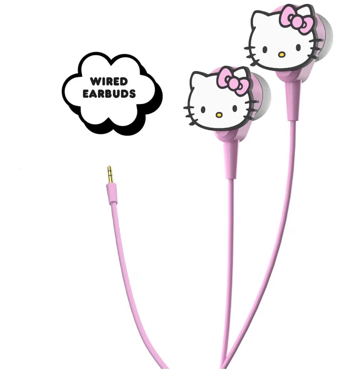 Hello Kitty 2-in-1 Wireless Bluetooth Headphones with Wired Earbuds – Foldable Over-Ear Headset with Built-in Mic, AUX Cable, Adjustable Headband, and Onboard Controls – Pink