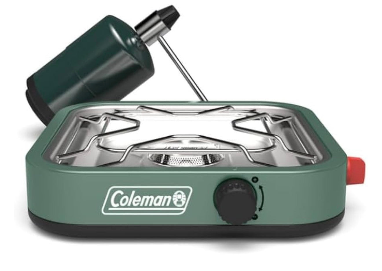 Coleman 18 1-Brander Kampstoof, Draagbare Kookplaat met 8000 BTU & Vuurhoutjielose Aansteking, Pas 12-Duim Pan, Ideaal vir Buitelewe Kook, Kampering, Agterkleppartytjies, Braai, BBQ's, en Meer