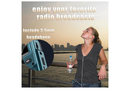 Sakradio FM USB-C Laai 2000mAh Herlaaibaar Uitstekende Ontvangs Duidelike Luidspreker en Oorfoneaansluiting, LCD-skerm, FM-radio vir Stap/Draf/Gim, Bluetooth/TF.(GEEN AM) - (Koolstof)