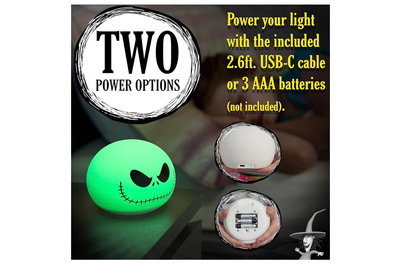 Jack Skellington Drukkbare Kleurveranderende Naglig vir Kinders en Volwassenes, USB-/Battery-aangedrewe Dimmerlamp