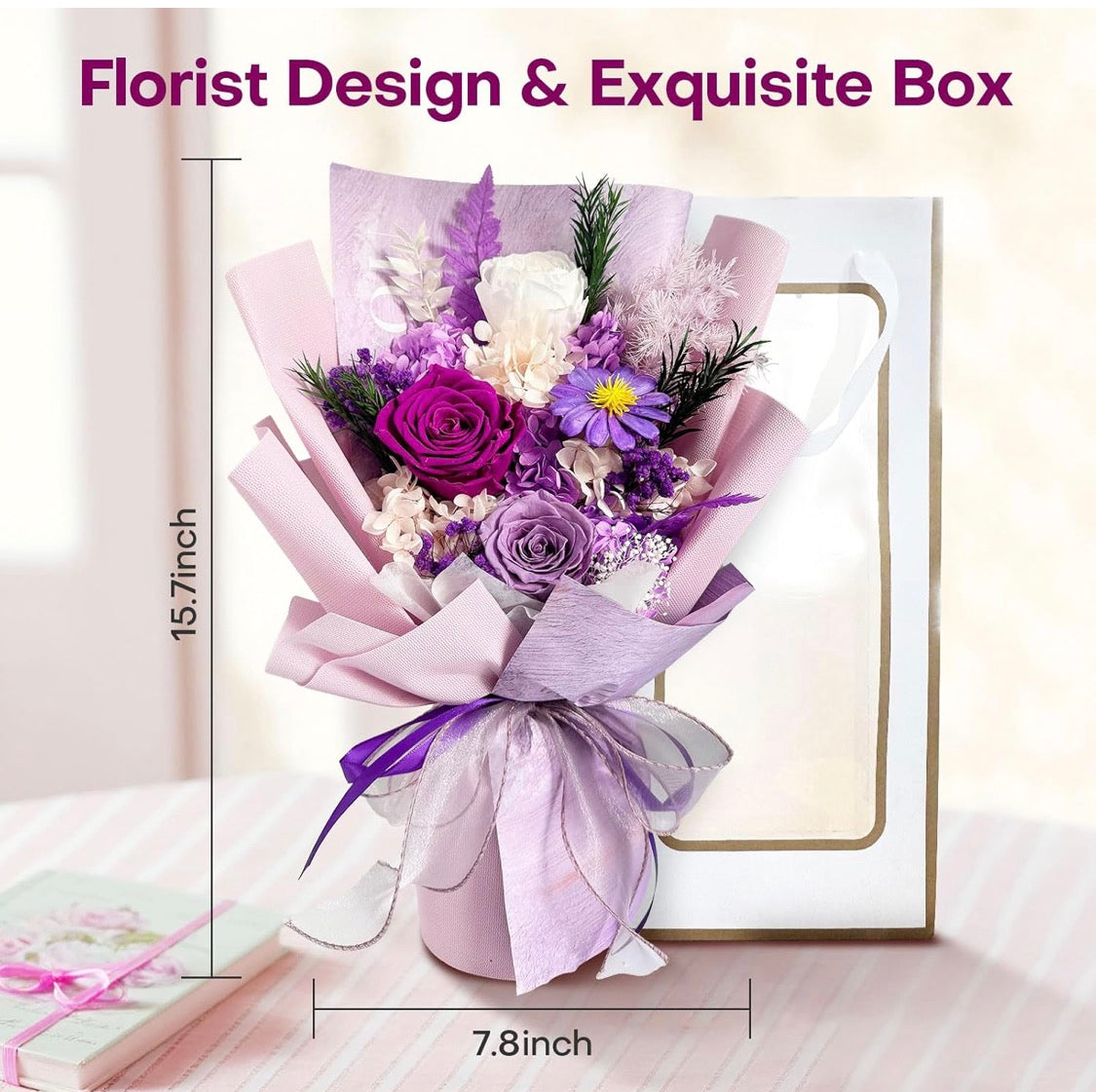 Preserved Flowers Bouquet, Eternal Natural Rose - Special Occasion - Decorations