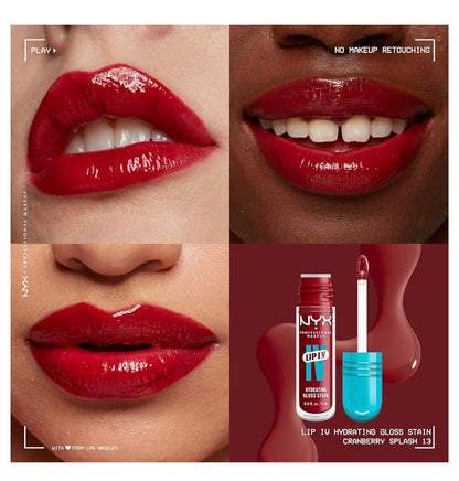 NYX PRO MAKEUP Lip IV Hydraterende Glans Lipvlek met 12H Hidrasie - Cranberry Splash (Rooi)