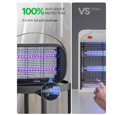 Opgedateerde LED-insekdoder vir binnenshuis, LED-gloeilampe tot 50 000 uur, 3800V kragtige elektriese muskietdoder, vlieëvanger, muskietvanger, vlieëmoordenaar, vlieëdoder - (Swart)