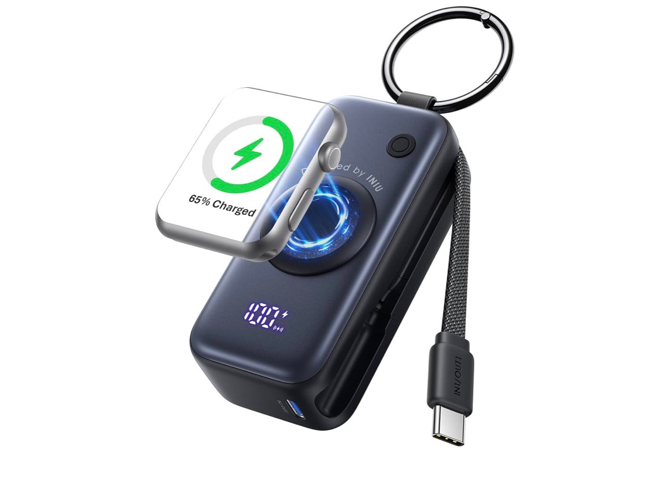 INIU 20W SnapGo Portable Charger, 5000mAh Mini Power Bank for Apple Watch
20W Fast Charging, Travel Keychain, Built-in USB-C Cable, Flight-Safe, Battery Pack for Apple Watch, iPhone 17 etc
