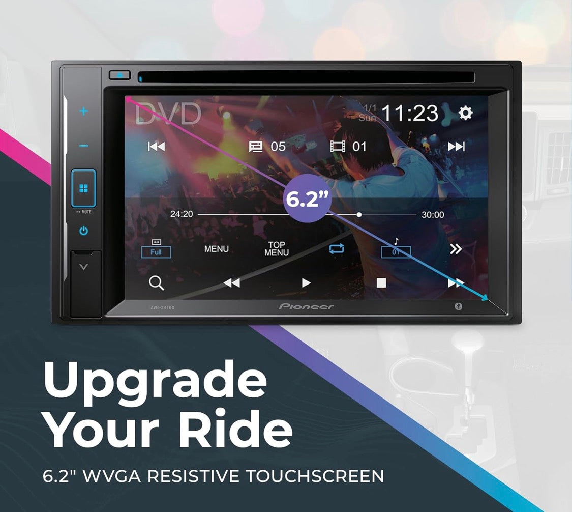 Pioneer 6.2" Resistive Touchscreen, 2Din Bluetooth, Backup Camera Compatible, AM/FM Radio,USB,13-Band EQ