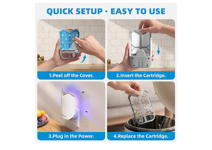 Nymrix Indoor Fly Trap, Plug-in Flying Insect Trap for Fruit Flies & Gnats 24/7 Blue Light Trap for House Flies & Mosquitoes, Works in Kitchens & Near Plants, Safe for Kids & Pets, 2 Bases + 6 Refills