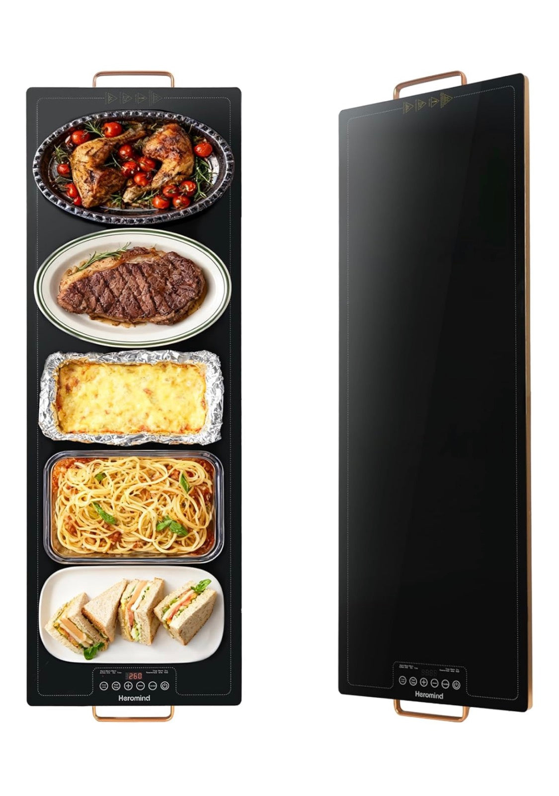Electric Warming Tray w/ Handle 40 X 14” Extra Large Food Warming Mats w/ Temp-Settings - Full Surface Heating