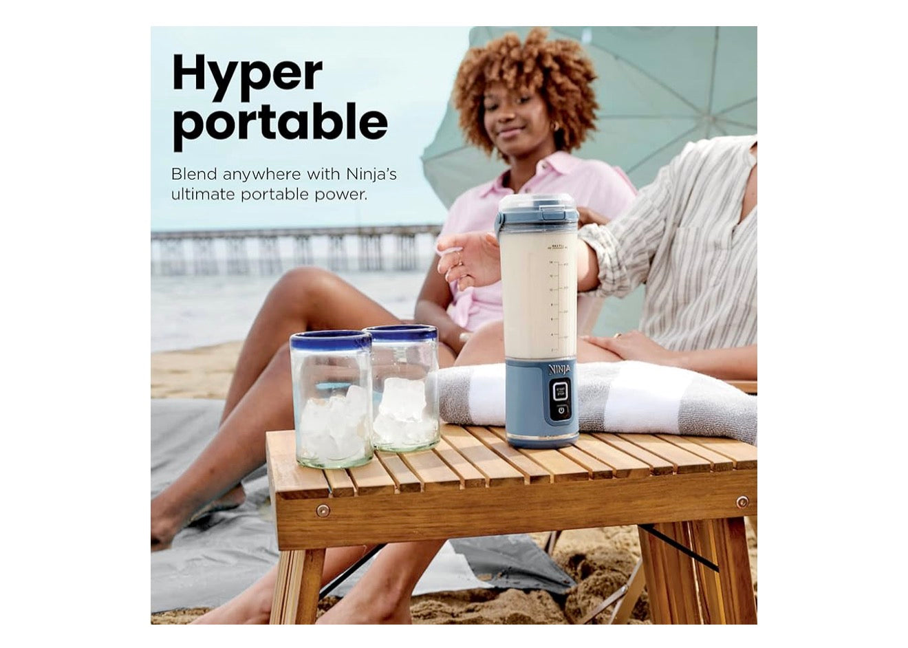 Ninja Blast Draagbare Blender Koordloos 530ml Houer Persoonlike Menger vir Skuddrankies en Smoothies BPA-vry Lekvrye Deksel en Suigbek USB-C Herlaaibaar Skottelgoedwasser Veilig - (Swart)