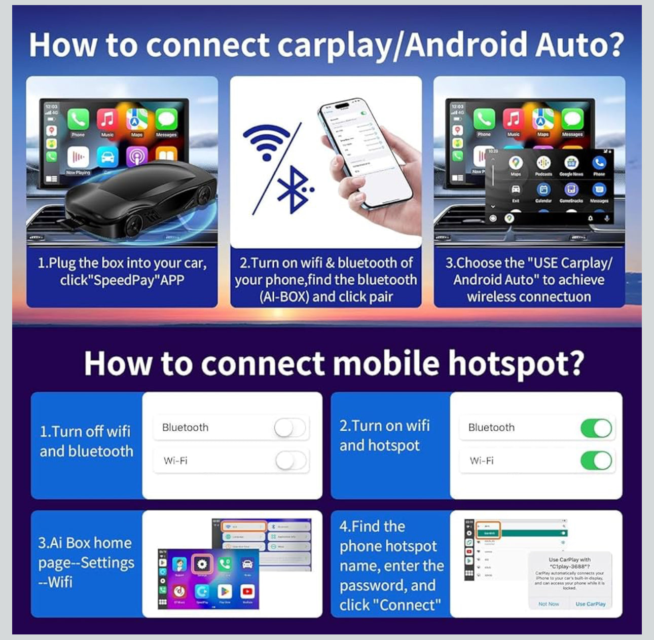 New Wireless Carplay & Android Auto Adapter with Netflix YouTube TikTok, CarPlay Wireless Adapter for Cars with OEM Wired CarPlay