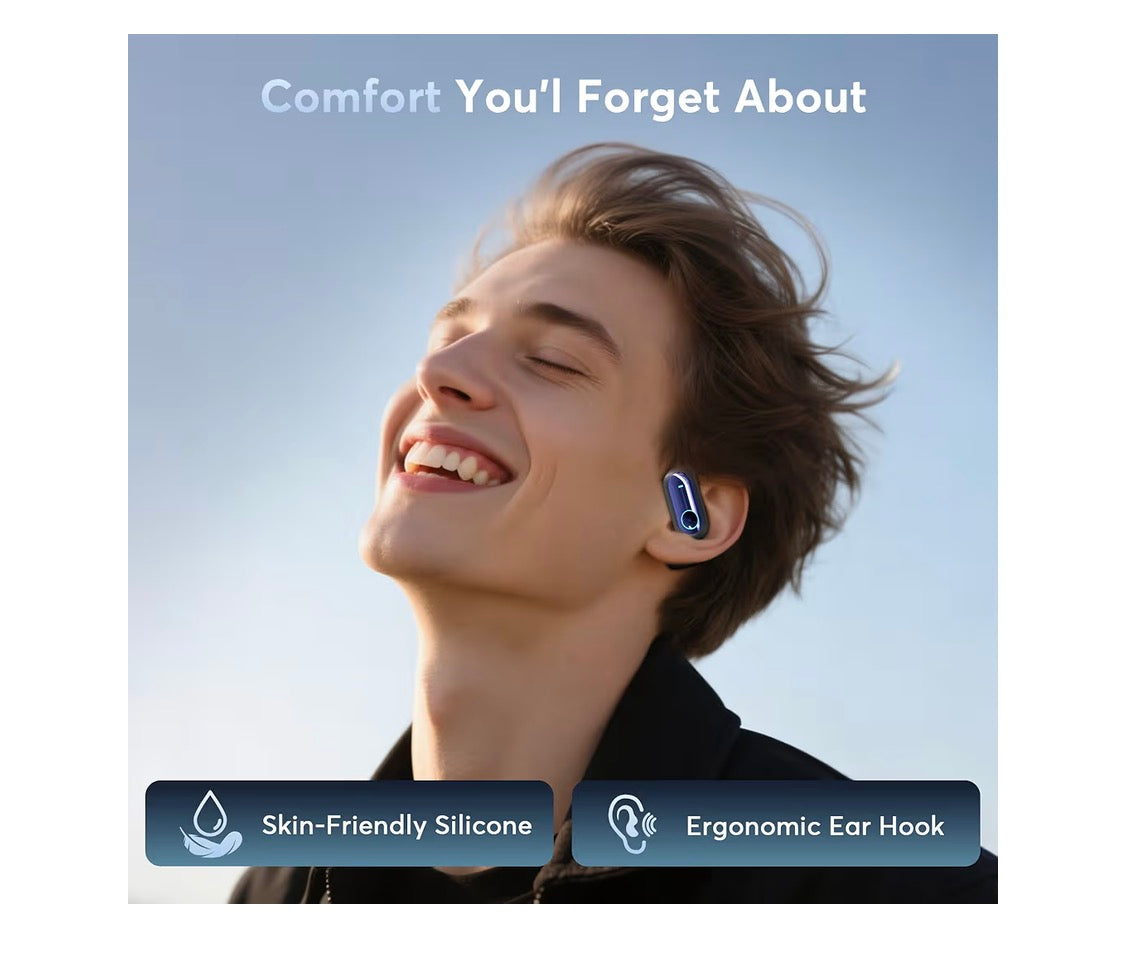 Open-Ear 4-in-1 Smart Mode Bluetooth 5.4 Touch Screen Earphones Real-Time Headphones - 168 Languages AI Live Translation (L. Blue)