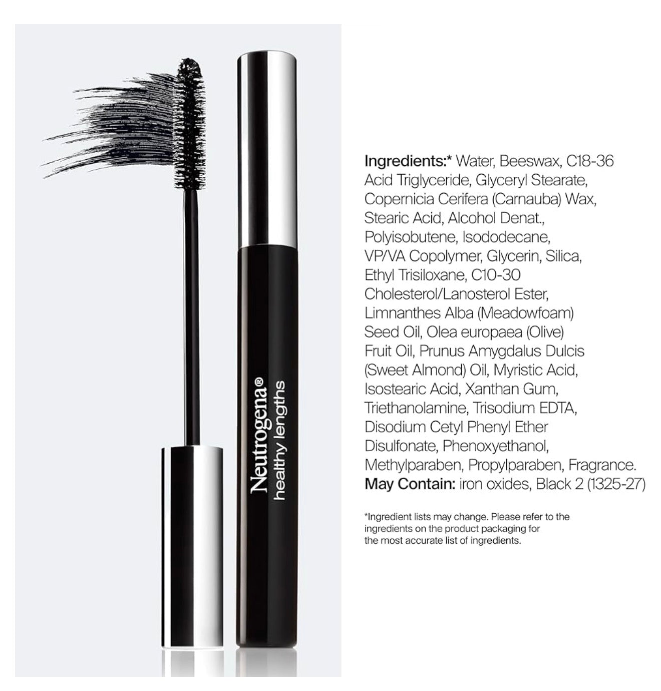 Neutrogena Healthy Lengths Mascara, Versterk, Verleng en Help Wimpergroei met Eksklusiewe Antioksidant Vitamien E en Olyfolie Formule - (Swart 02) .21 oz