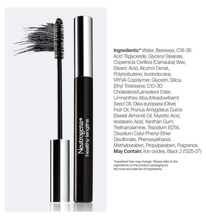 Neutrogena Healthy Lengths Mascara, Versterk, Verleng en Help Wimpergroei met Eksklusiewe Antioksidant Vitamien E en Olyfolie Formule - (Swart 02) .21 oz