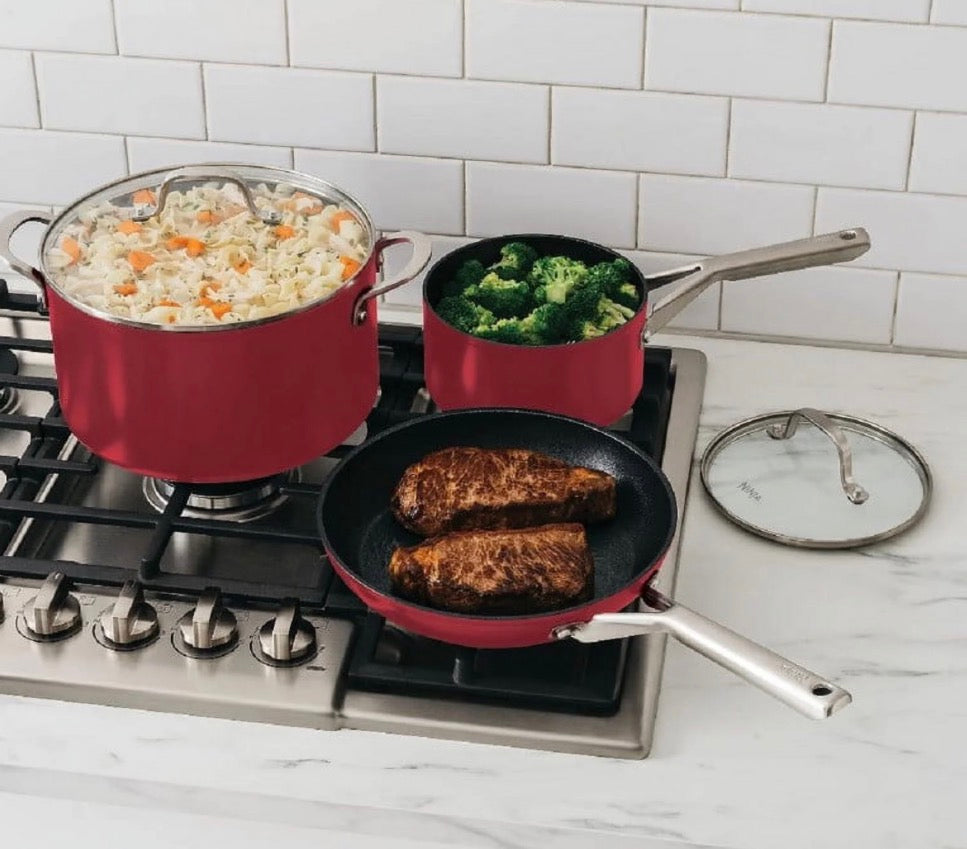 Ninja Foodi NeverStick Essential Aluminum Cookware Sets - (Red Vivid)