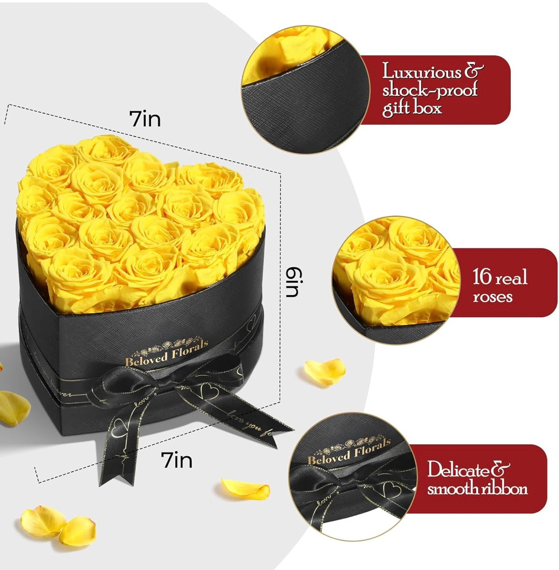 Elegant Preserved Flowers (16) Roses - For All Special Occasions - Vibrant Yellow