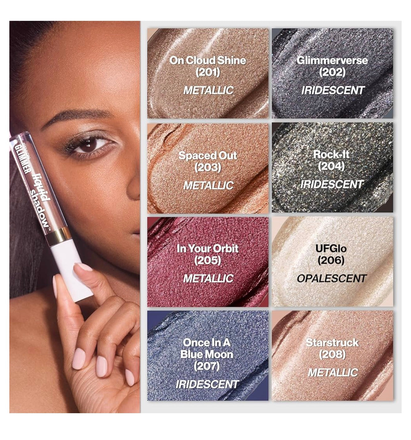 REVLON Glimmer Liquid Shadow, Smeer-bestande Glans Oogskadu Grimering, Langdurig, Hoë Pigment - (203 Spaced Out)