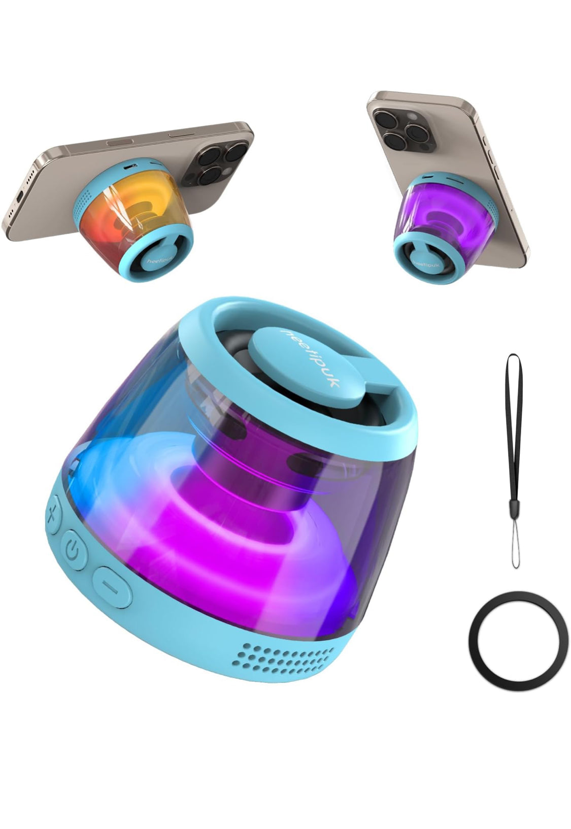 Magnetic Bluetooth Loudspeaker, Portable Mini Bluetooth Speaker Small with Cell Phone Stand