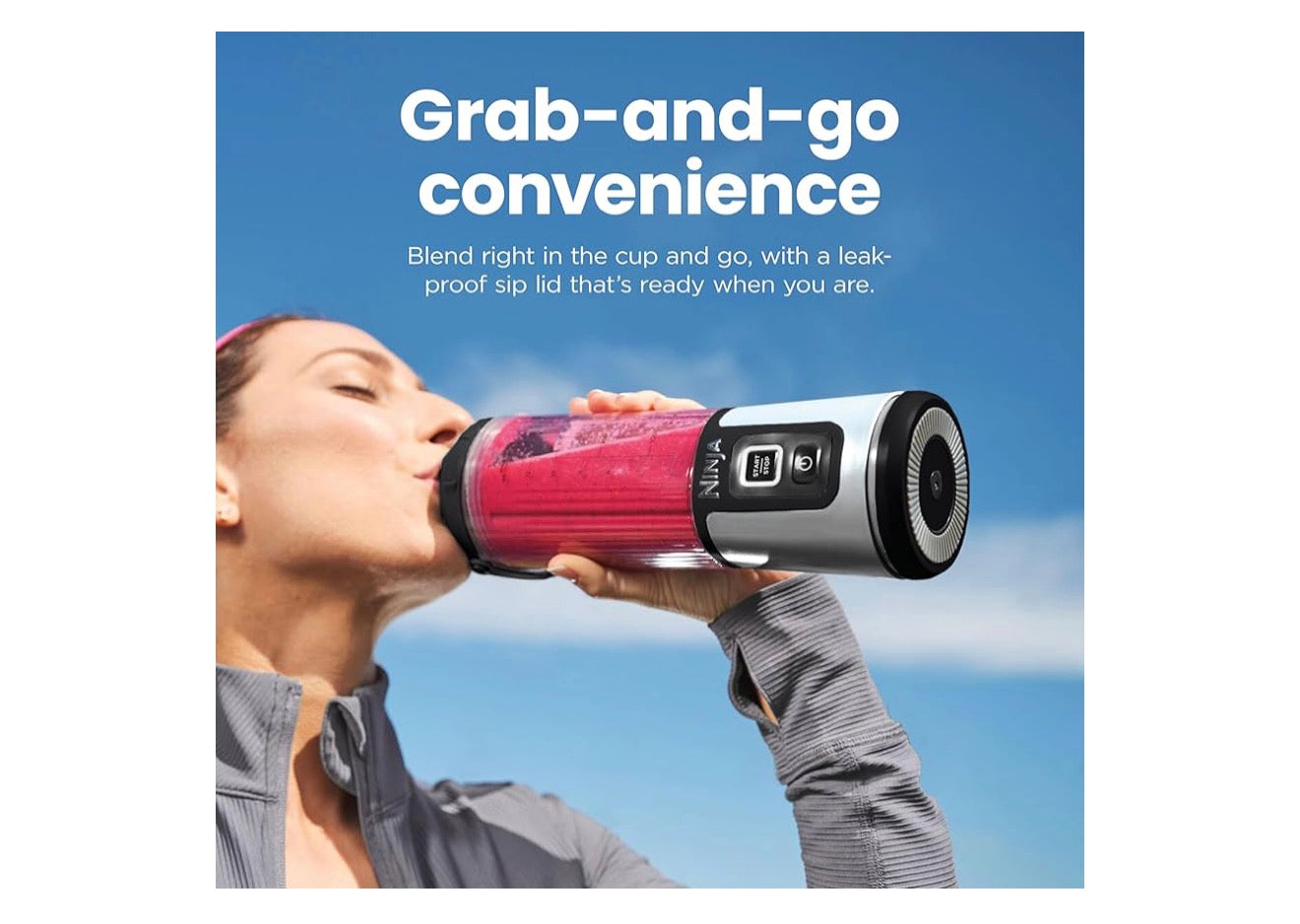 Ninja Blast Draagbare Blender Koordloos 530ml vir Skuddrankies & Smoothies, BPA-vry, Lekvaste Deksel & Suipbekkie, USB-C Herlaaibaar, Skottelgoedwasser Veilig - (Blou)