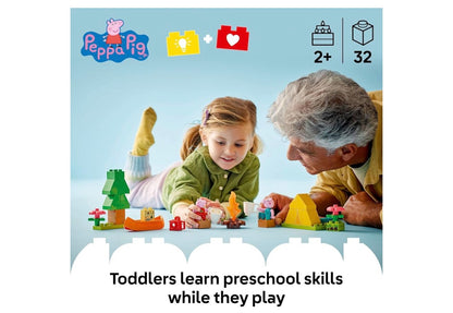 LEGO DUPLO Peppa Pig Kampeeruitstappie Kleuterleerder Speelding - Sensoriese Speelding vir Kreatiewe en Ontwikkelingspel - Prettige Verjaardaggeskenk vir Peppa Pig Aanhangers, Kinders, Meisies, Seuns, Ouderdomme 2+ - 10452