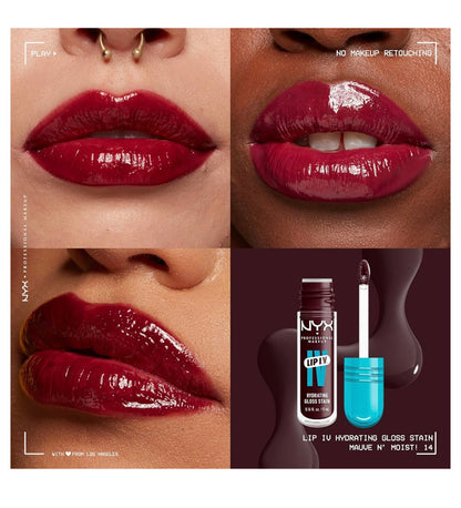 NYX PRO MAKEUP Lip IV Hydrating Glossy Lip Stain met 12 UUR Hidrasie - Mauve N Moist (Pers)